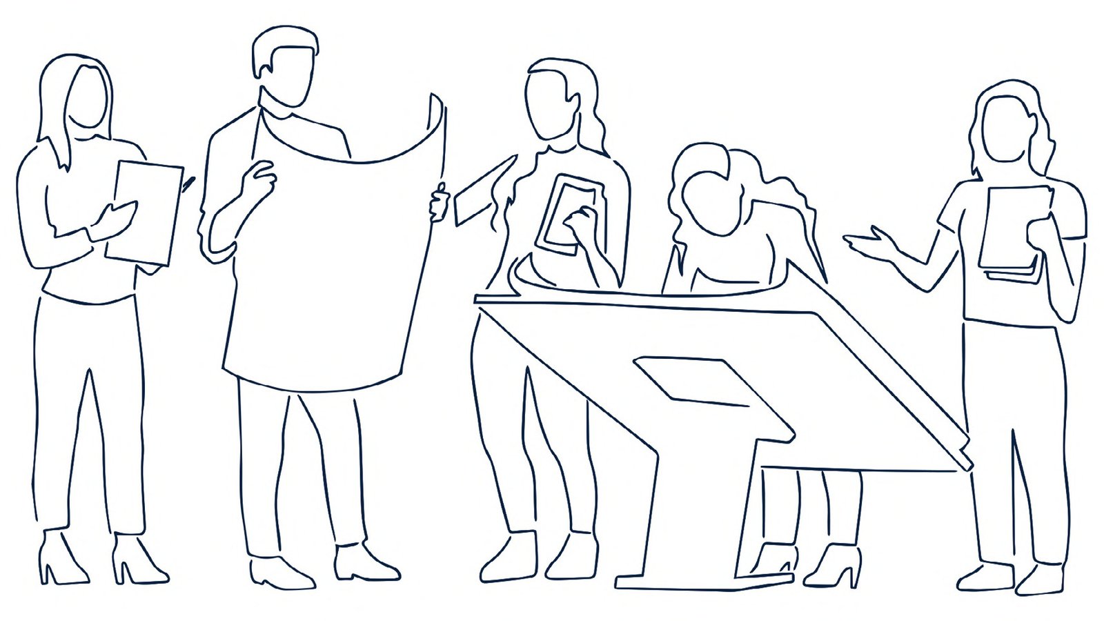 Ilustración de un equipo de trabajo